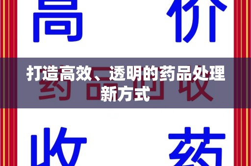 武汉打造高效、透明的药品处理新方式